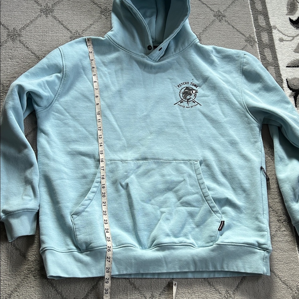Light Blue Crewneck Hoodie with Small Chest Logo - Picture 6 of 10
